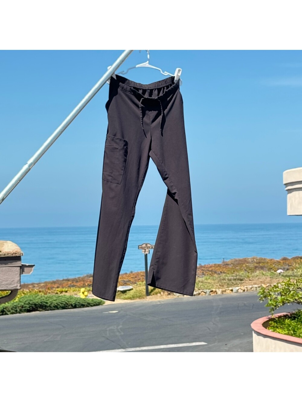 Jockey Black Scrub Pants Versatile Cargo Pocket Elastic Waistband Drawstring Med